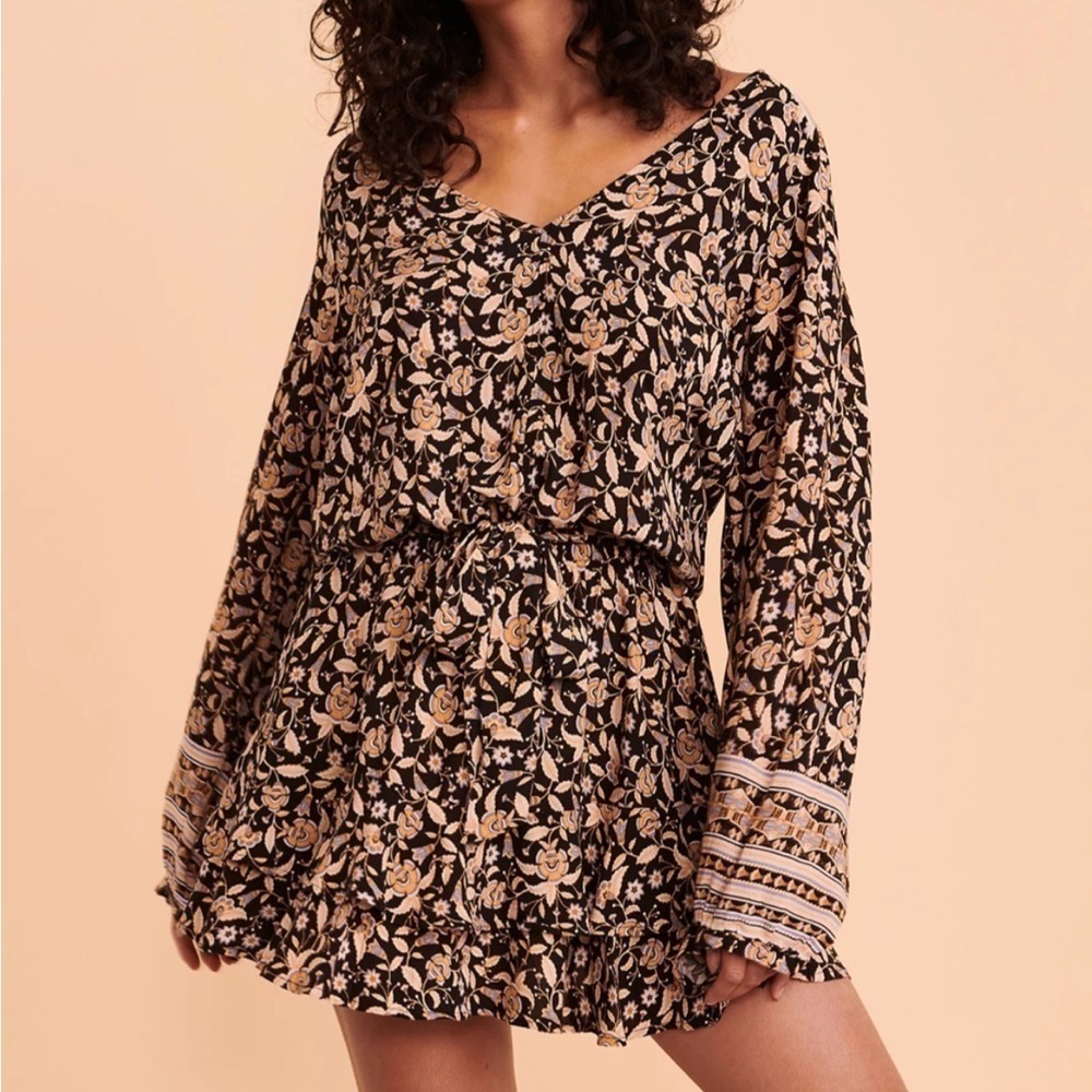 Rip curl dreamer long sleeve dress free people style size small pretty floral